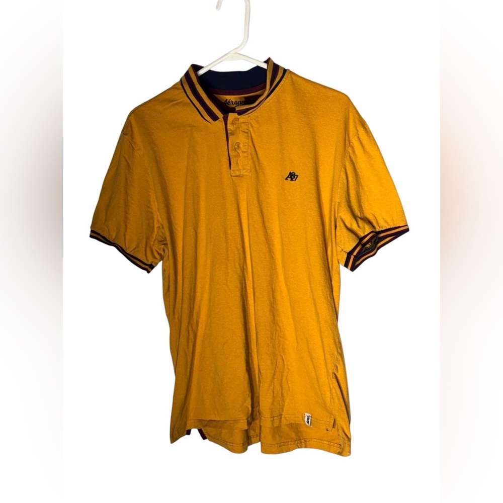 💥Aeropostale Men's Polo in Vibrant Yellow and Maroon X-Large